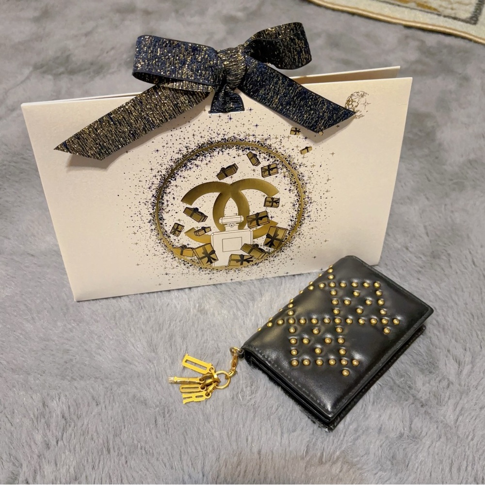 Black and Gold Studded Card Holder